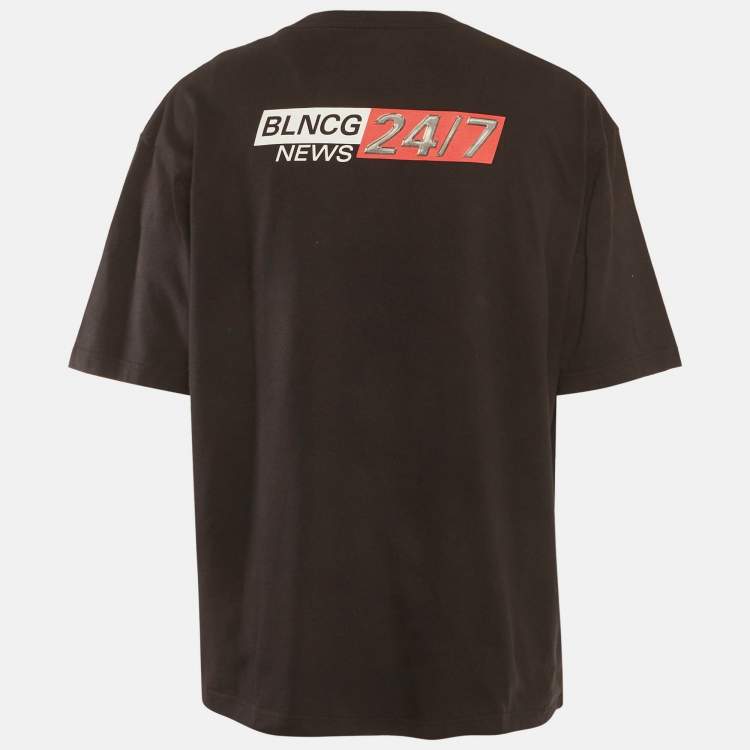 Pre Owned Balenciaga Vintage Black Jersey Political Campaign T-shirt XL