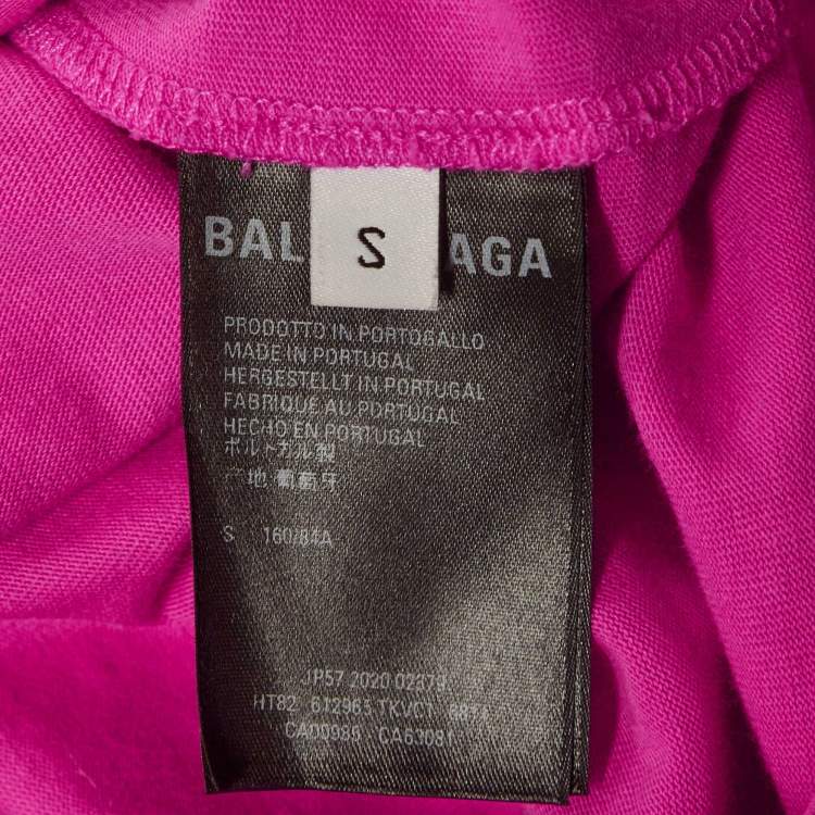 مملوكة مسبقًا تي شيرت بالنسياجا جيرسي وردي بطباعة الشعار للجنسين مقاس صغير