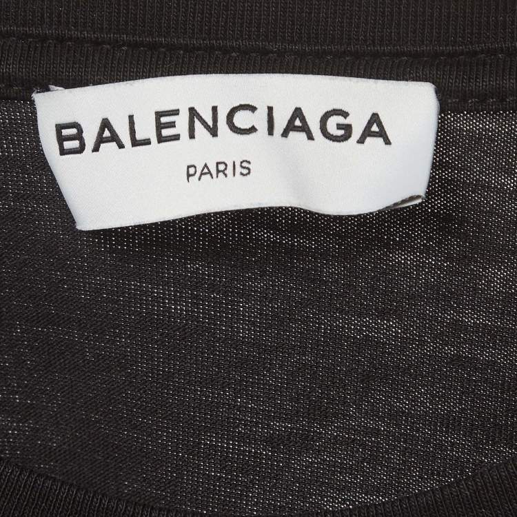Pre Owned Balenciaga Black Logo Print Jersey T-Shirt XS