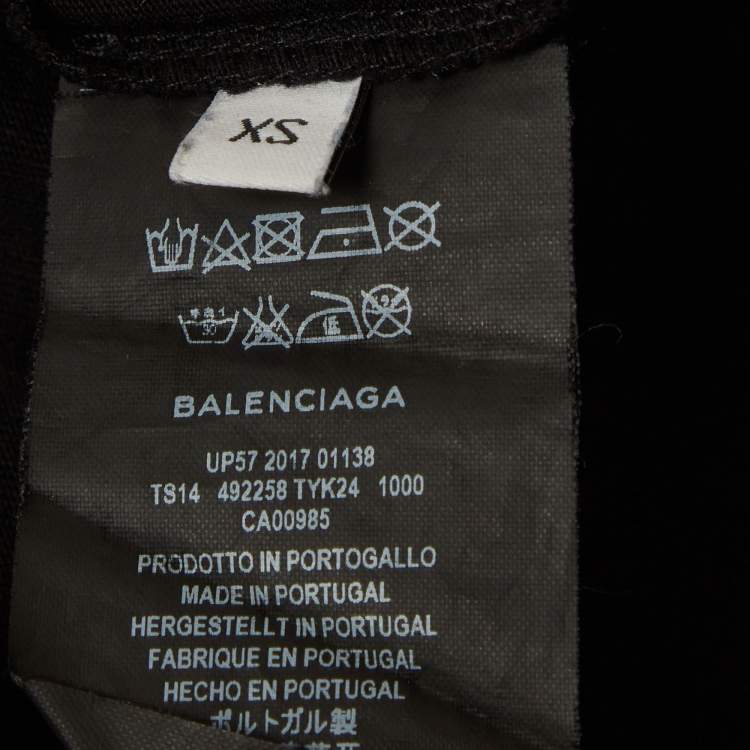 Pre Owned Balenciaga Black Logo Print Jersey T-Shirt XS
