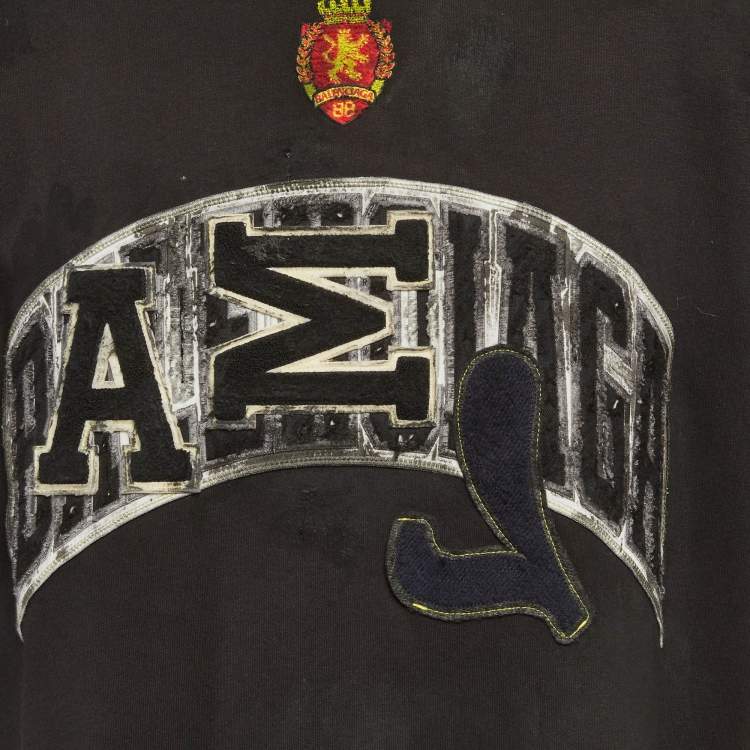 Pre Owned Balenciaga Unisex Black Distressed Jersey Oversized T-Shirt XL