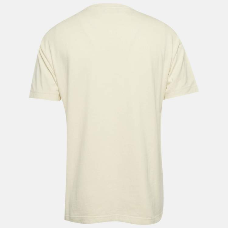 Pre Owned Balenciaga Unisex Cream Embroidered Jersey T-Shirt XS