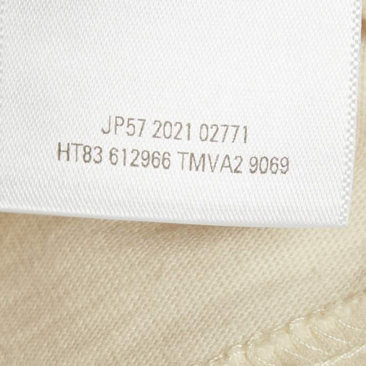 Pre Owned Balenciaga Unisex Cream Embroidered Jersey T-Shirt XS