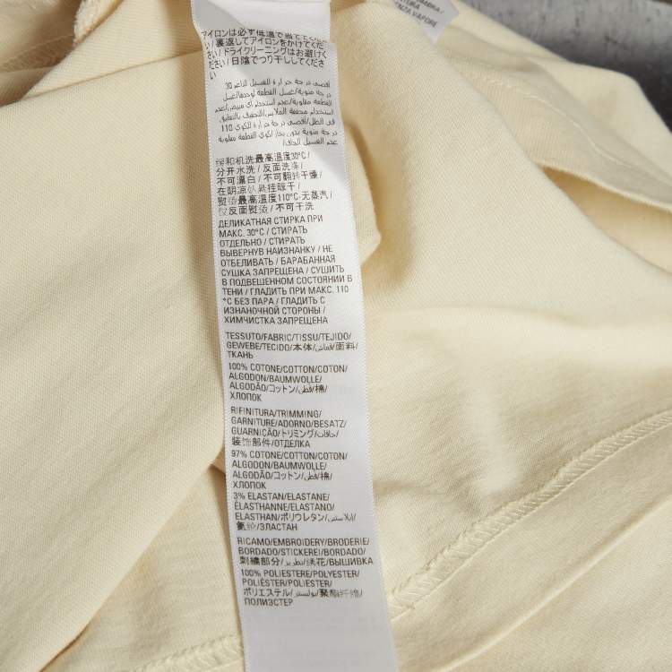 Pre Owned Balenciaga Unisex Cream Embroidered Jersey T-Shirt XS