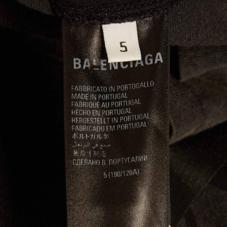 Pre Owned Balenciaga Unisex Grey Logo Strikethrough Print Jersey T-Shirt XXL