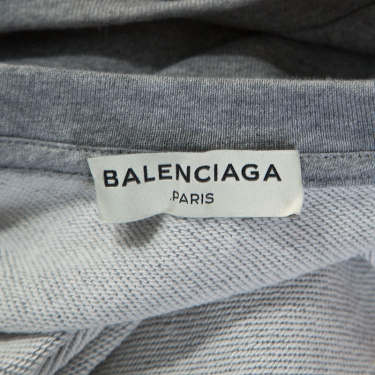 Pre Owned Balenciaga Grey Jersey Crew Neck Sweatshirt M