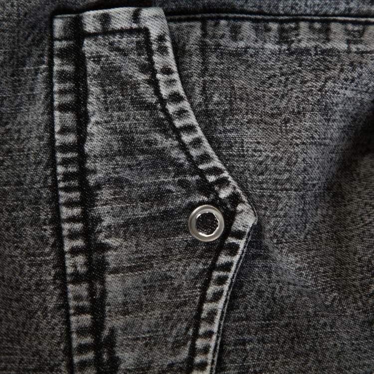 Pre Owned Balenciaga Grey Acid Washed Denim Distressed Cuff Detail Shirt L