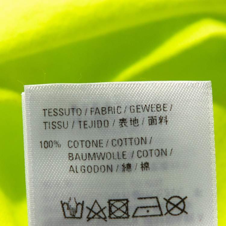 Pre Owned Balenciaga Neon Yellow Logo Embroidered Cotton T-Shirt M