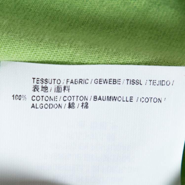 Pre Owned Balenciaga Neon Green Logo Embroidered Cotton T-Shirt M