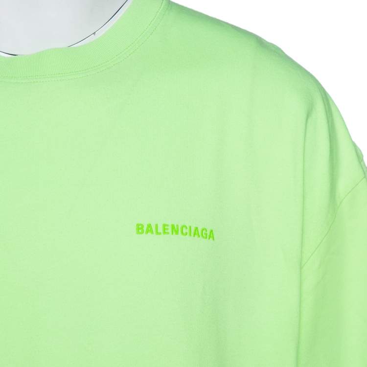 Pre Owned Balenciaga Neon Green Cotton Archetypes Print Crew Neck T-Shirt L