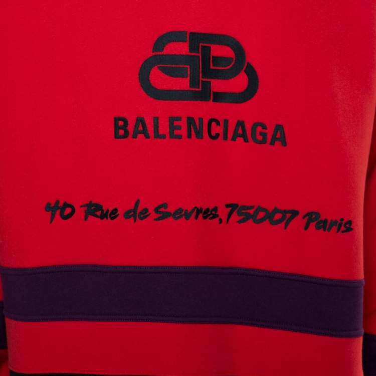مملوكة مسبقًا Balenciaga Red Cotton Logo Embroidered Sweatshirt M