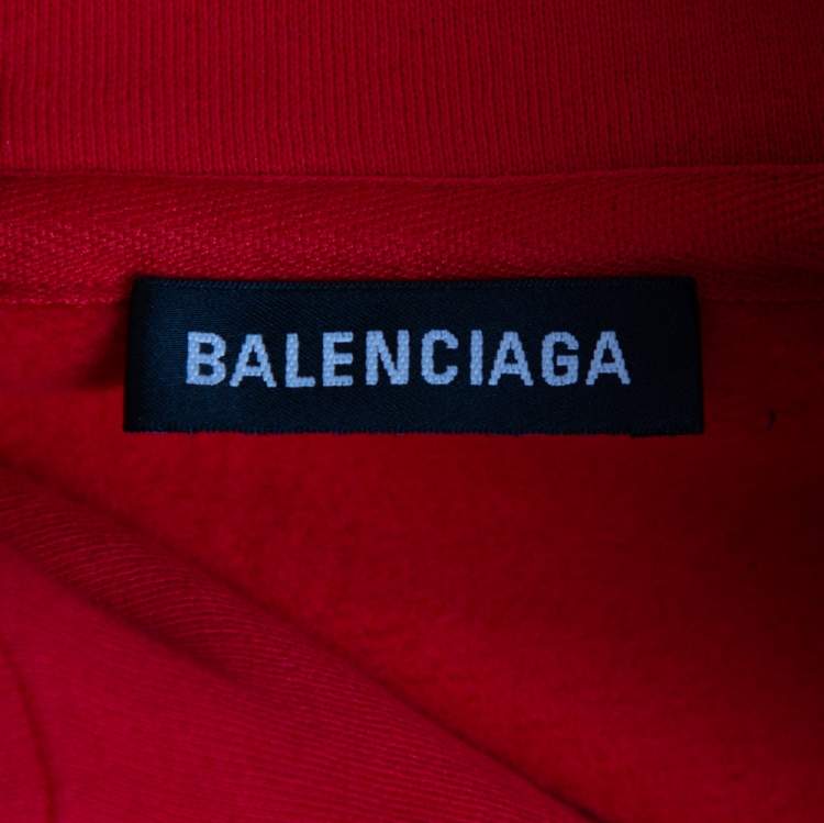 مملوكة مسبقًا Balenciaga Red Cotton Logo Embroidered Sweatshirt M