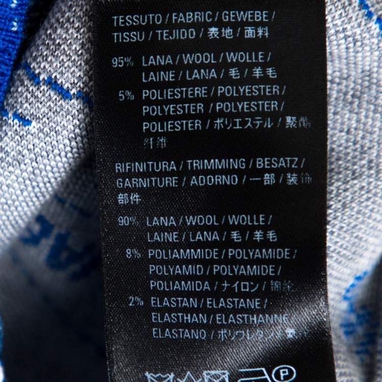 Pre Owned Balenciaga Blue Logo Wool Knit Distressed Sweatshirt M