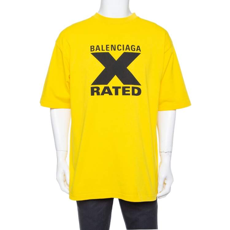 Balenciaga X Rated Yellow Cotton Printed Jersey T-shirt S 