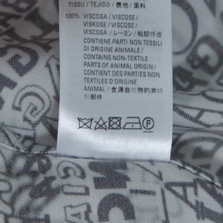 Pre Owned Balenciaga Monochrome Logo Printed Crepe Button Front Shirt S