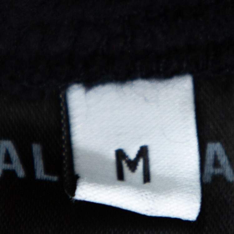 Pre Owned Balenciaga Dark Grey Cotton Logo Embroidered Drop Shoulder Oversized Sweatshirt M