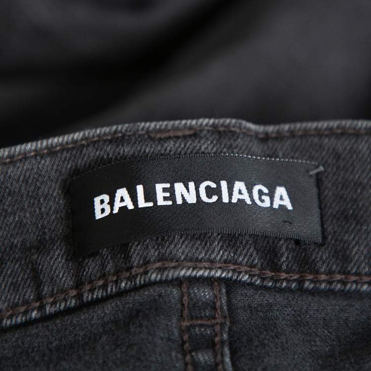 Pre Owned Balenciaga Black Stretch Denim Slim Fit Jeans M