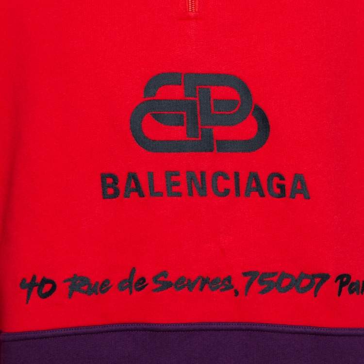 مملوكة مسبقًا Balenciaga Red Cotton BB Address Embroidered Ski Sweater XS
