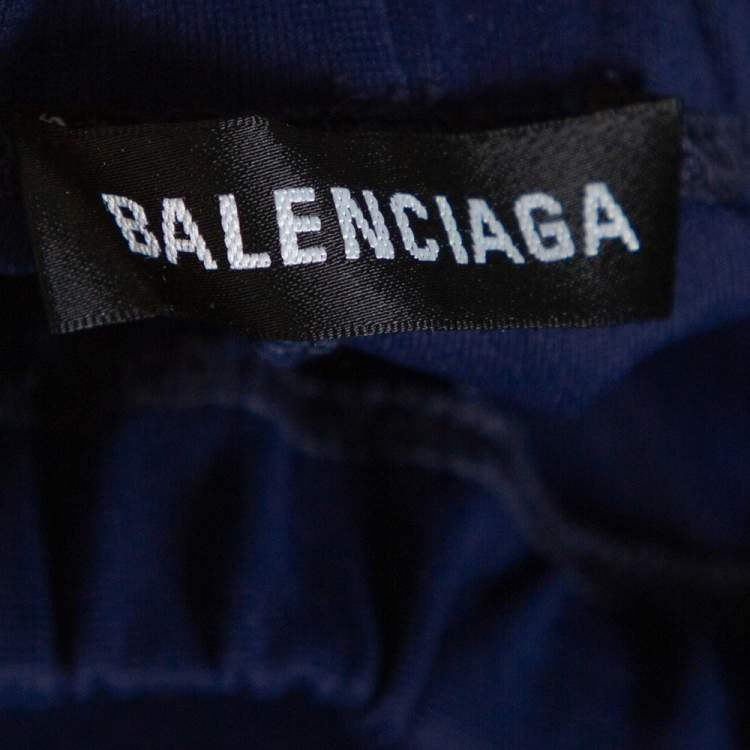 Pre Owned Balenciaga Navy Blue Jersey Paneled Track Pants M