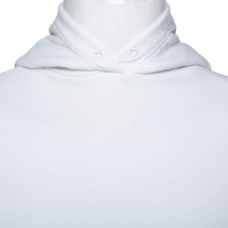 Pre Owned Balenciaga White Logo Printed Cotton Hooded Sweatshirt XS