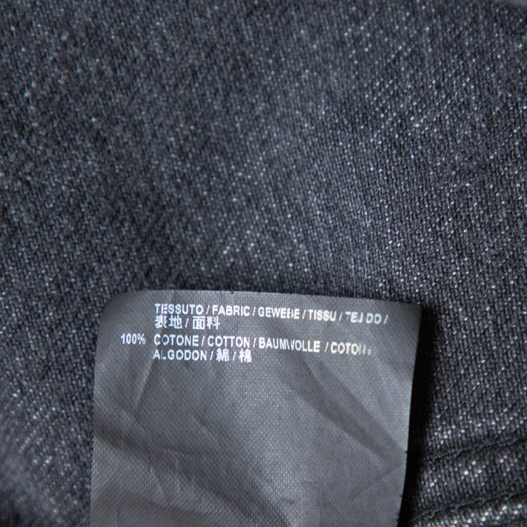Pre Owned Balenciaga Grey Logo Printed Denim Distressed Collar Detail Jacket M
