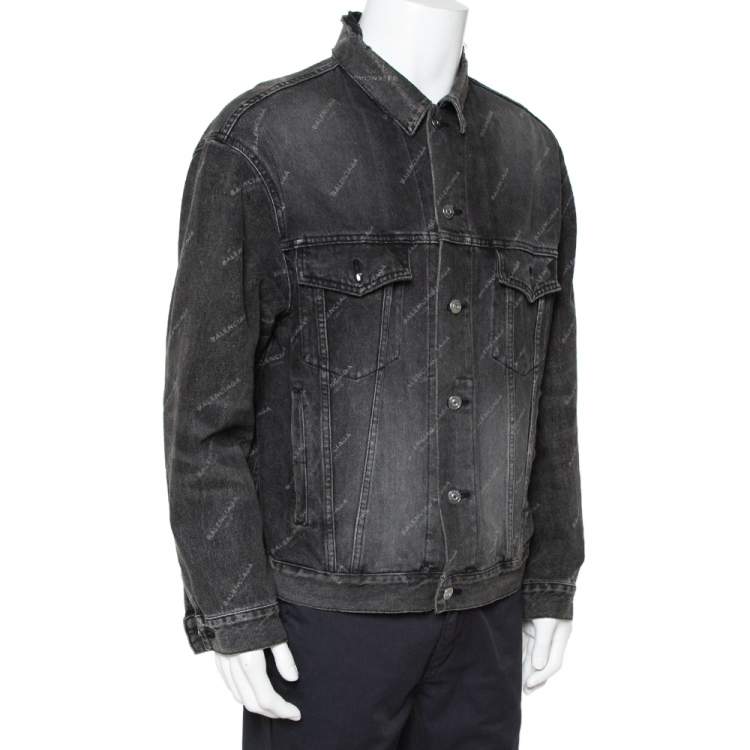 Balenciaga Denim Style Leather Jacket in Black for Men