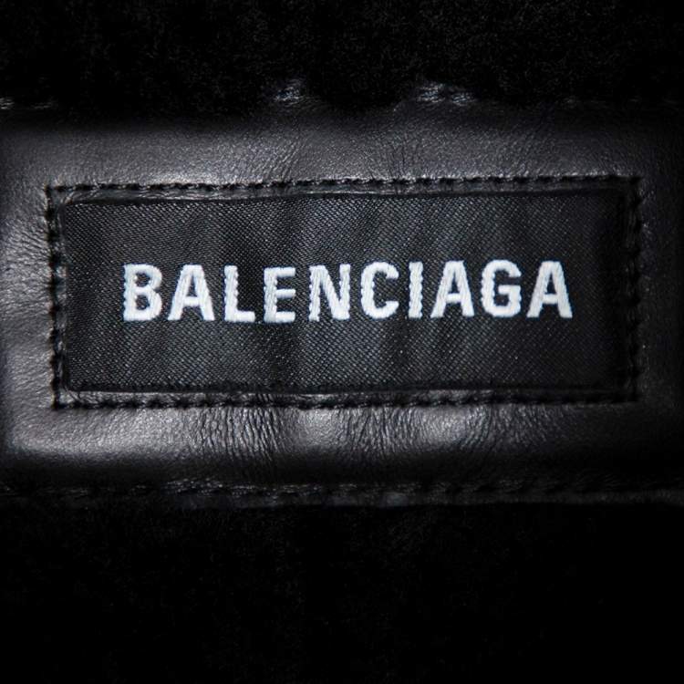 Pre Owned Balenciaga Black Leather Faux Fur Lined Collared Jacket S