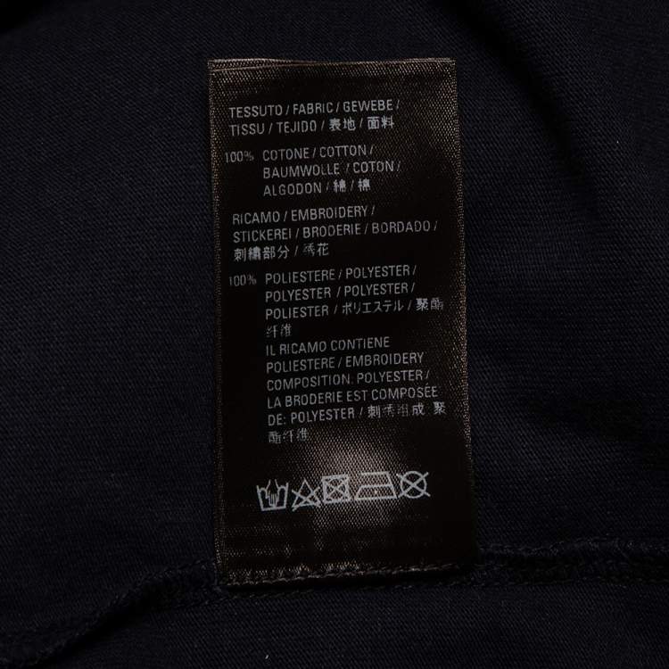 Pre Owned Balenciaga Navy Blue Cotton Crewneck Logo Embroidered T-Shirt S