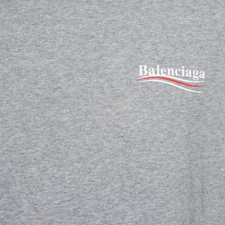 Pre Owned Balenciaga Grey Cotton Campaign Logo Crew Neck T Shirt S