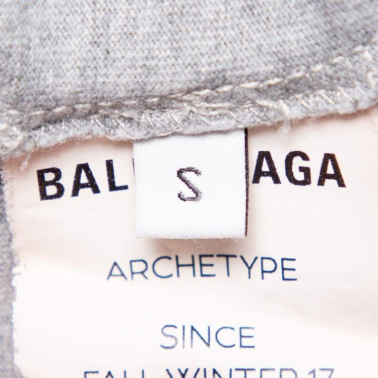 Pre Owned Balenciaga Grey Cotton Campaign Logo Crew Neck T Shirt S