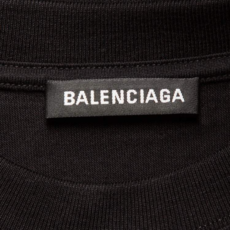 Pre Owned Balenciaga Black Symbolic Logo Printed Oversized T-Shirt XS