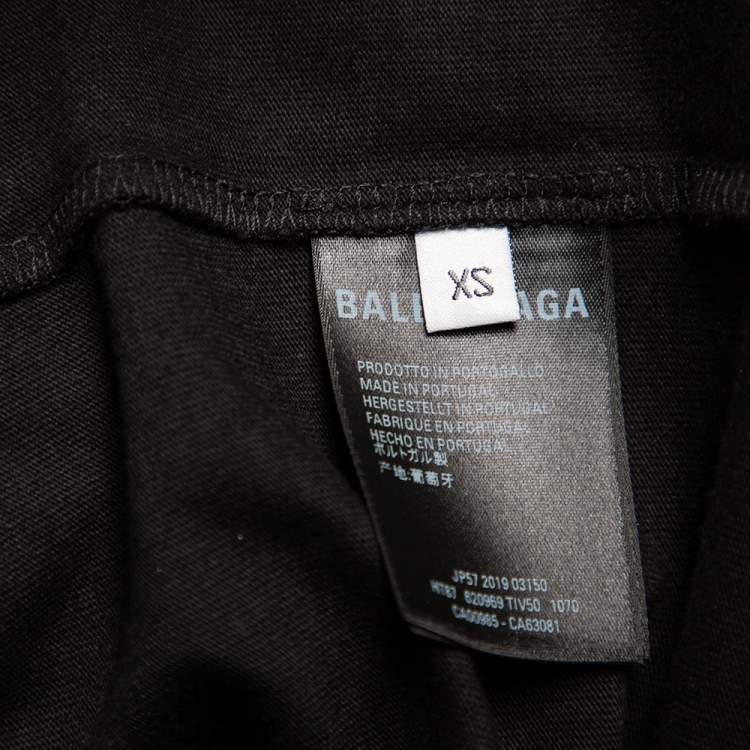 Pre Owned Balenciaga Black Symbolic Logo Printed Oversized T-Shirt XS