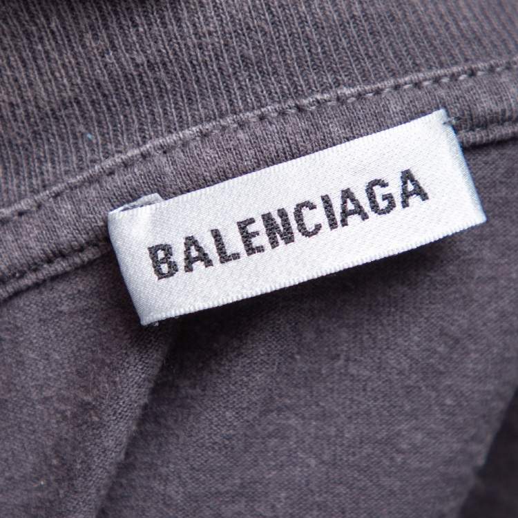 Pre Owned Balenciaga Washed Grey Cotton Speed Hunters Printed T-Shirt L