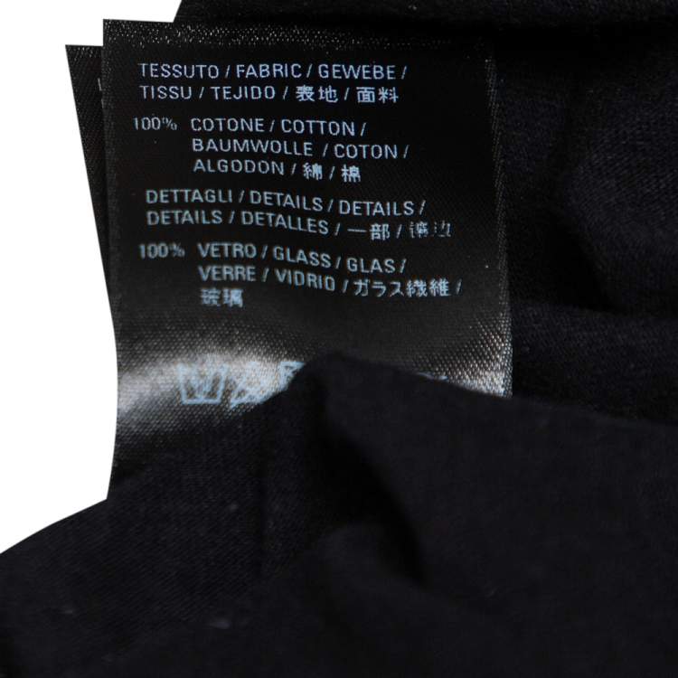 Pre Owned Balenciaga Black Cotton Eiffel Tower Embellished T-Shirt L