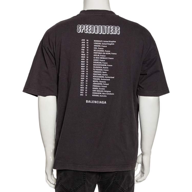 Pre Owned Balenciaga Grey Cotton Speed Hunters Printed Crewneck T-Shirt M