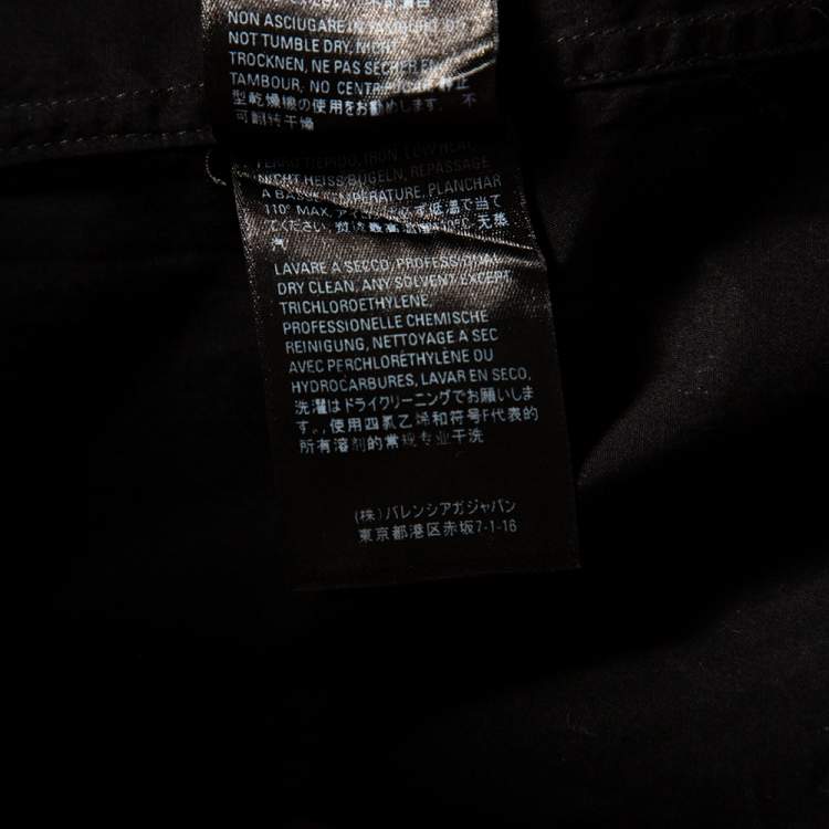 Pre Owned Balenciaga Black Monogram Printed Cotton Button Front Shirt M