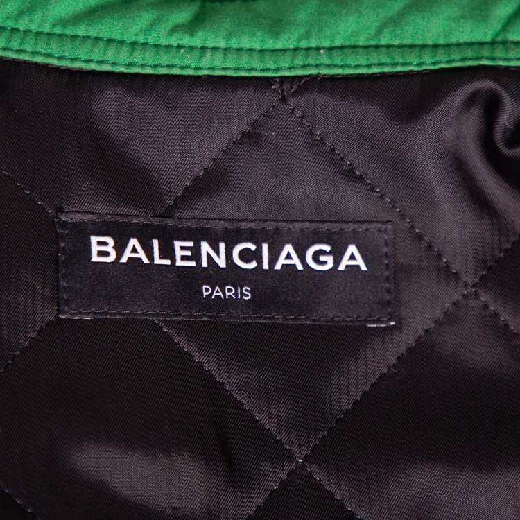 Pre Owned Balenciaga Green Bal Dragon Printed Cotton Padded Oversized Shirt S