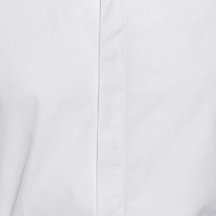 Pre Owned Balenciaga White Cotton Contrast Collar Detail Button Front Shirt M 