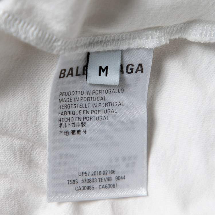 Pre Owned Balenciaga White Logo Printed Cotton Oversized T-Shirt M