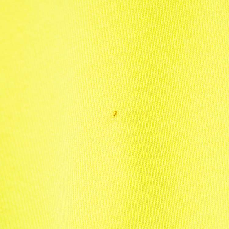 Pre Owned Balenciaga Neon Yellow Cotton Logo Printed Oversized Hoodie M
