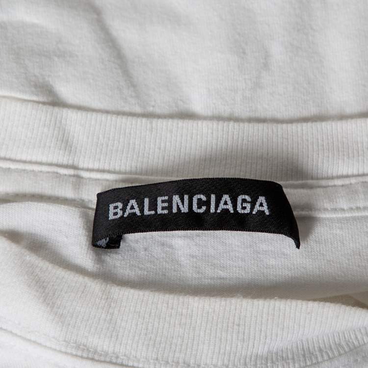 Pre Owned Balenciaga White Cotton Short Sleeve Oversized T-Shirt XS