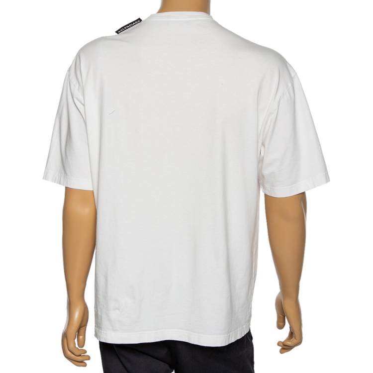 Pre Owned Balenciaga White Cotton Short Sleeve Oversized T-Shirt XS