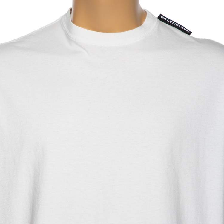 Pre Owned Balenciaga White Cotton Short Sleeve Oversized T-Shirt XS