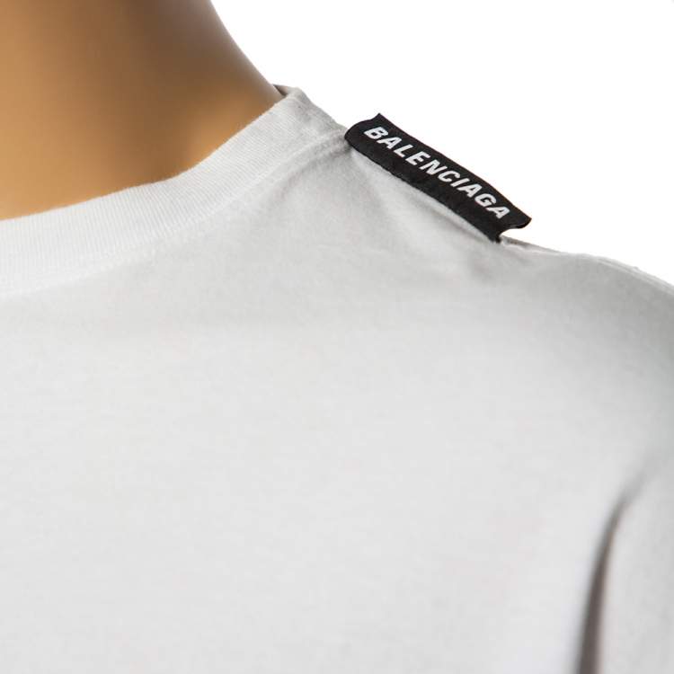 Pre Owned Balenciaga White Cotton Short Sleeve Oversized T-Shirt XS