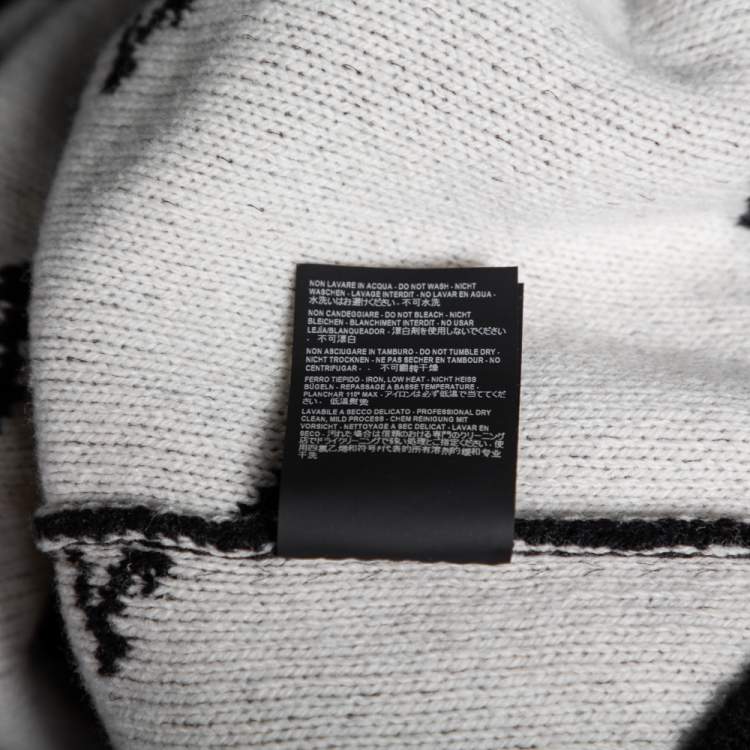 مملوكة مسبقًا Balenciaga Black Allover Logo Wool & Camel Knit Oversized Sweater L