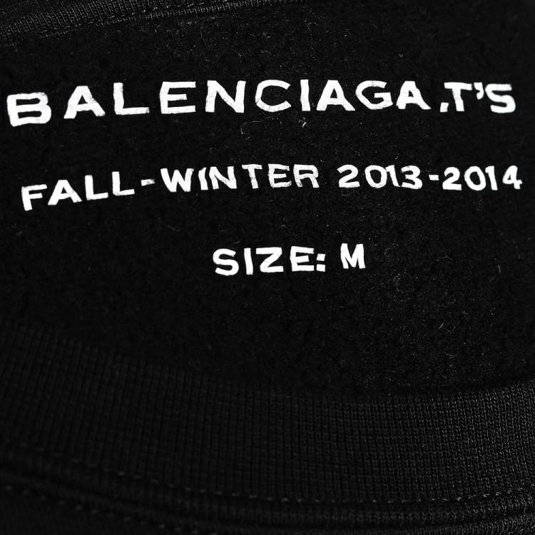 Pre Owned Balenciaga  Black 'Just A Weird Trip' Printed Cotton Sweatshirt M