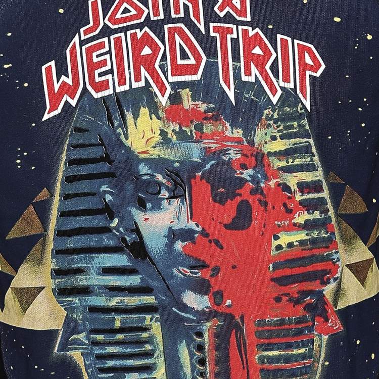 Pre Owned Balenciaga  Black 'Just A Weird Trip' Printed Cotton Sweatshirt M