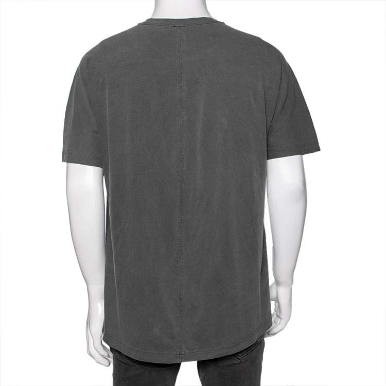 Pre Owned Balenciaga Grey Cotton Logo Printed Oversized T-Shirt XS