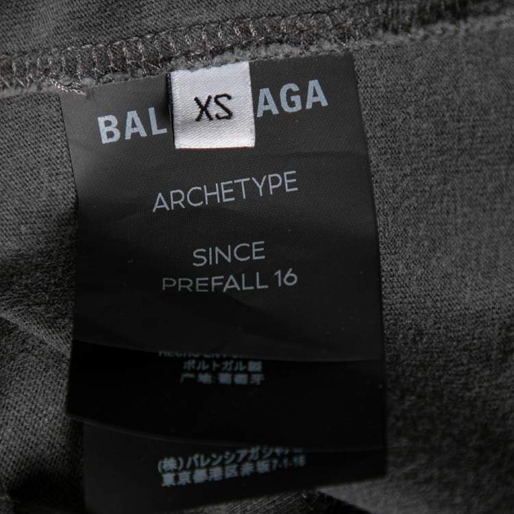 Pre Owned Balenciaga Grey Cotton Logo Printed Oversized T-Shirt XS