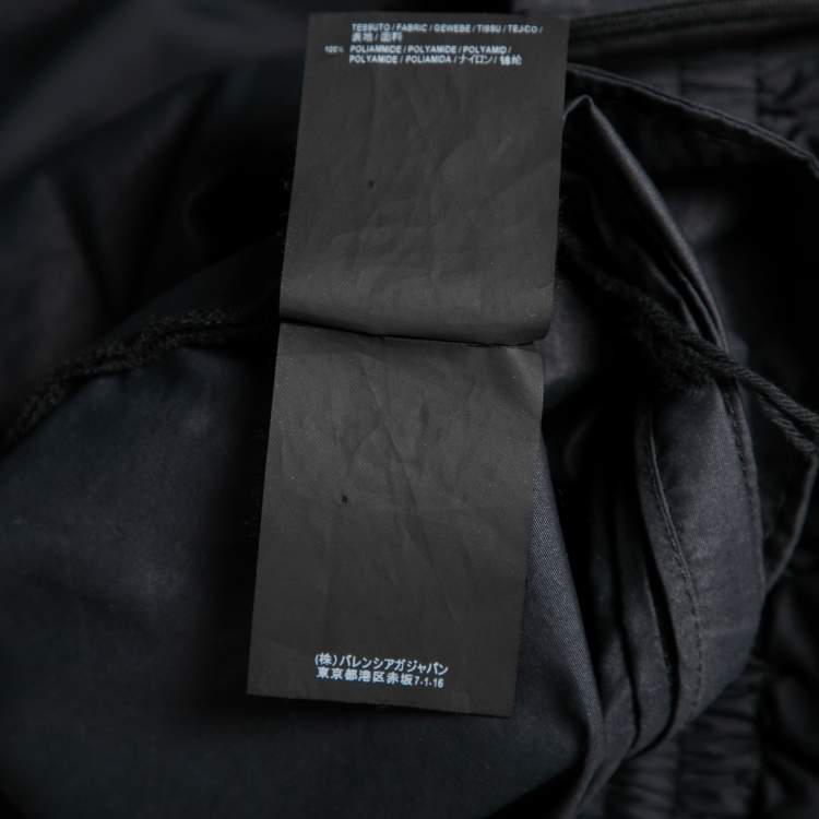 Pre Owned Balenciaga Black Synthetic Logo Printed Elasticized Waist Joggers XS
